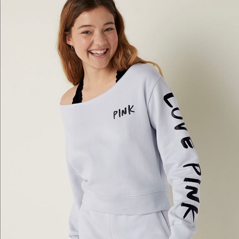 XXL NWT VICTORIAS SECRET PINK Fleece off shoulder sweatshirt